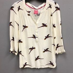 Joules. Cream quail top.